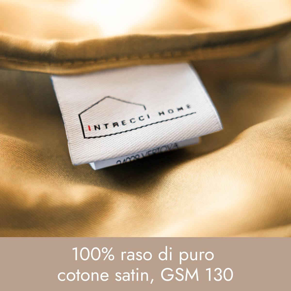 Intrecci Home Lenzuolo con Angoli, Lenzuolo Sotto in Raso di Puro Cotone Satin,Made in Italy, Morbidezza Suprema, Elegante e Confortevole, Tinta Unita