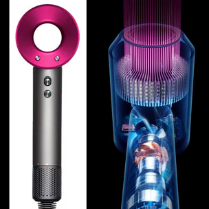 Asciugacapelli ionico con 4 livelli di temperatura, 3 livelli di velocità e 1600W di potenza.