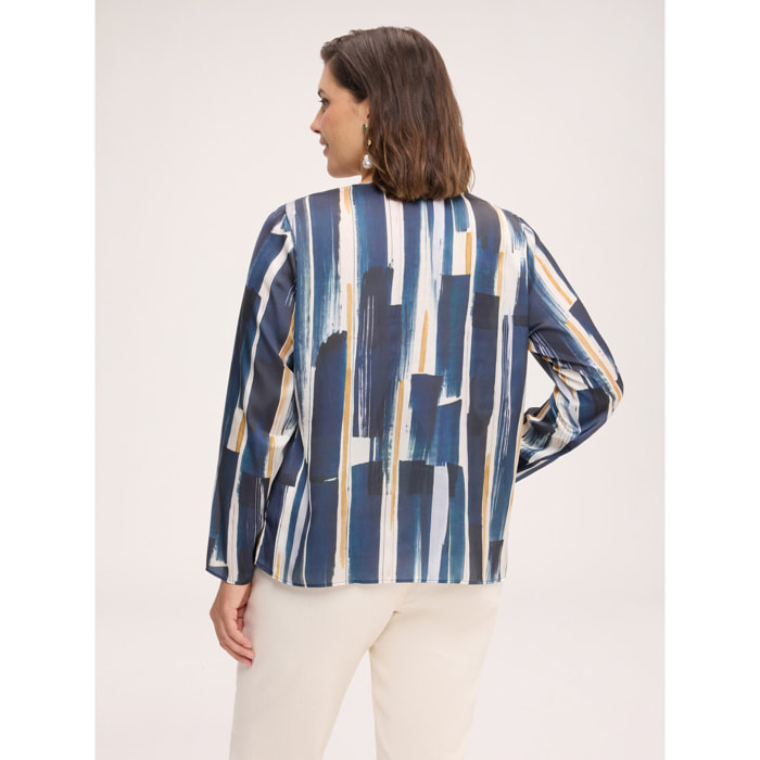 Fiorella Rubino - Blusa in raso con stampa - Blu