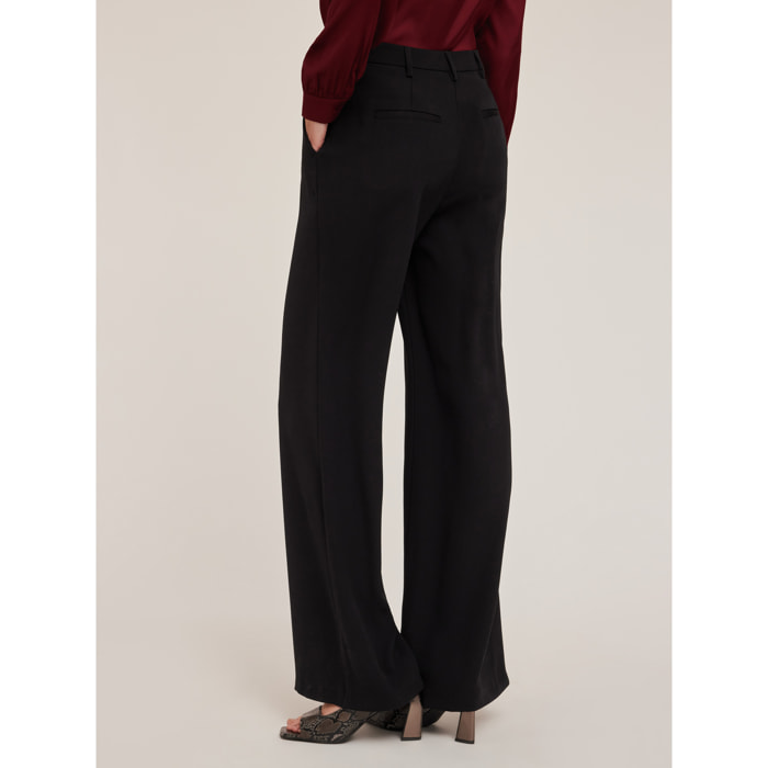 Motivi - Pantaloni palazzo in envers satin - Nero