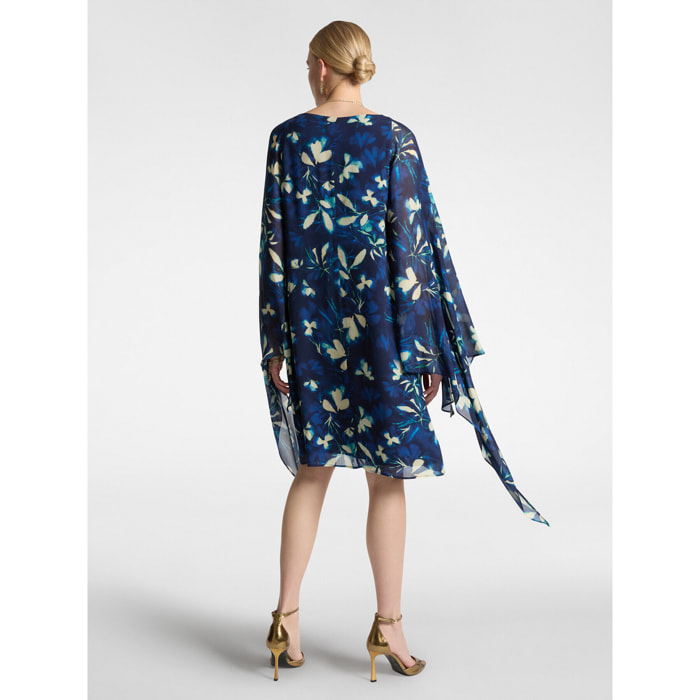 Elena Mirò - Abito elegante stampato con mantella - Blu