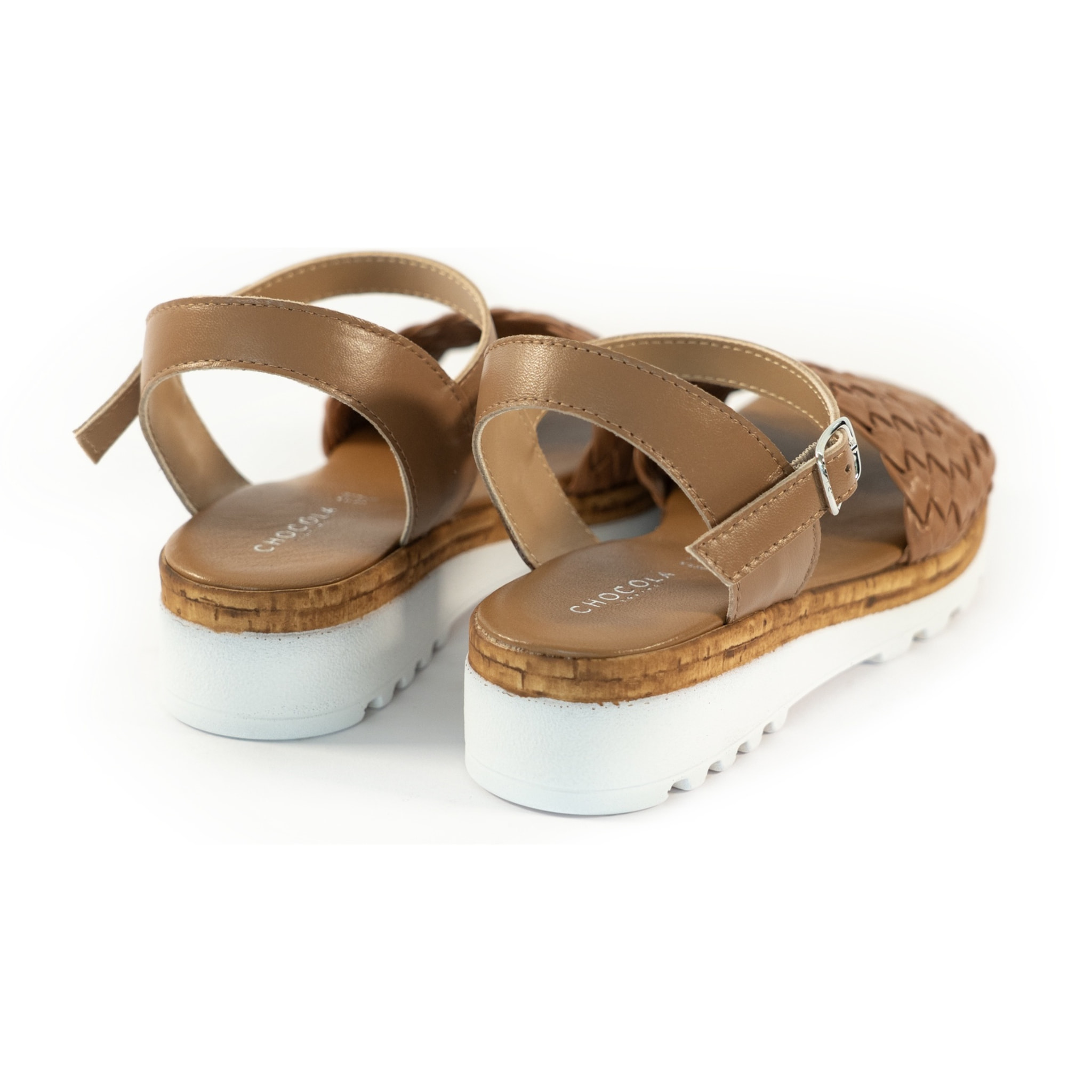 SANDALO INTRECCIATO VERA PELLE CAMEL