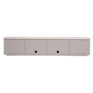 Meuble TV design beige laqué brillant avec rangements L200 cm ISAURE