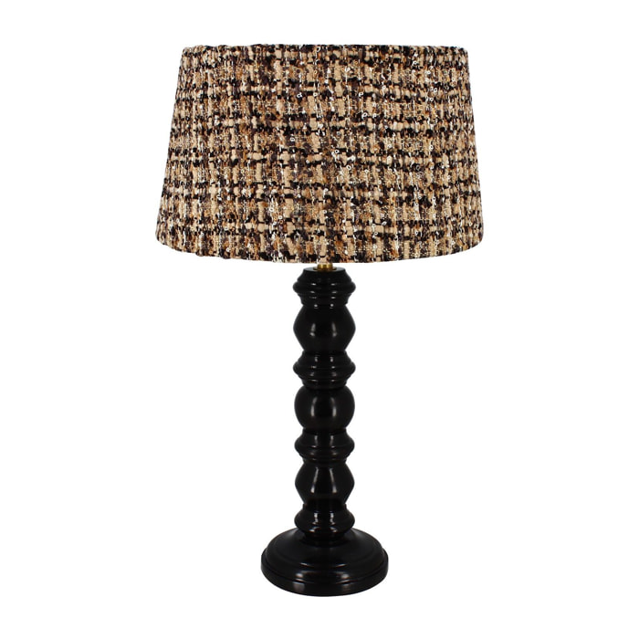 Lampe à poser en bois noir et abat jour en tissu h39cm ROMY