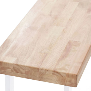Banco de madera con patas metálicas en blanco y roble salvaje 120x34 cm Loft Roble salvaje - Blanco