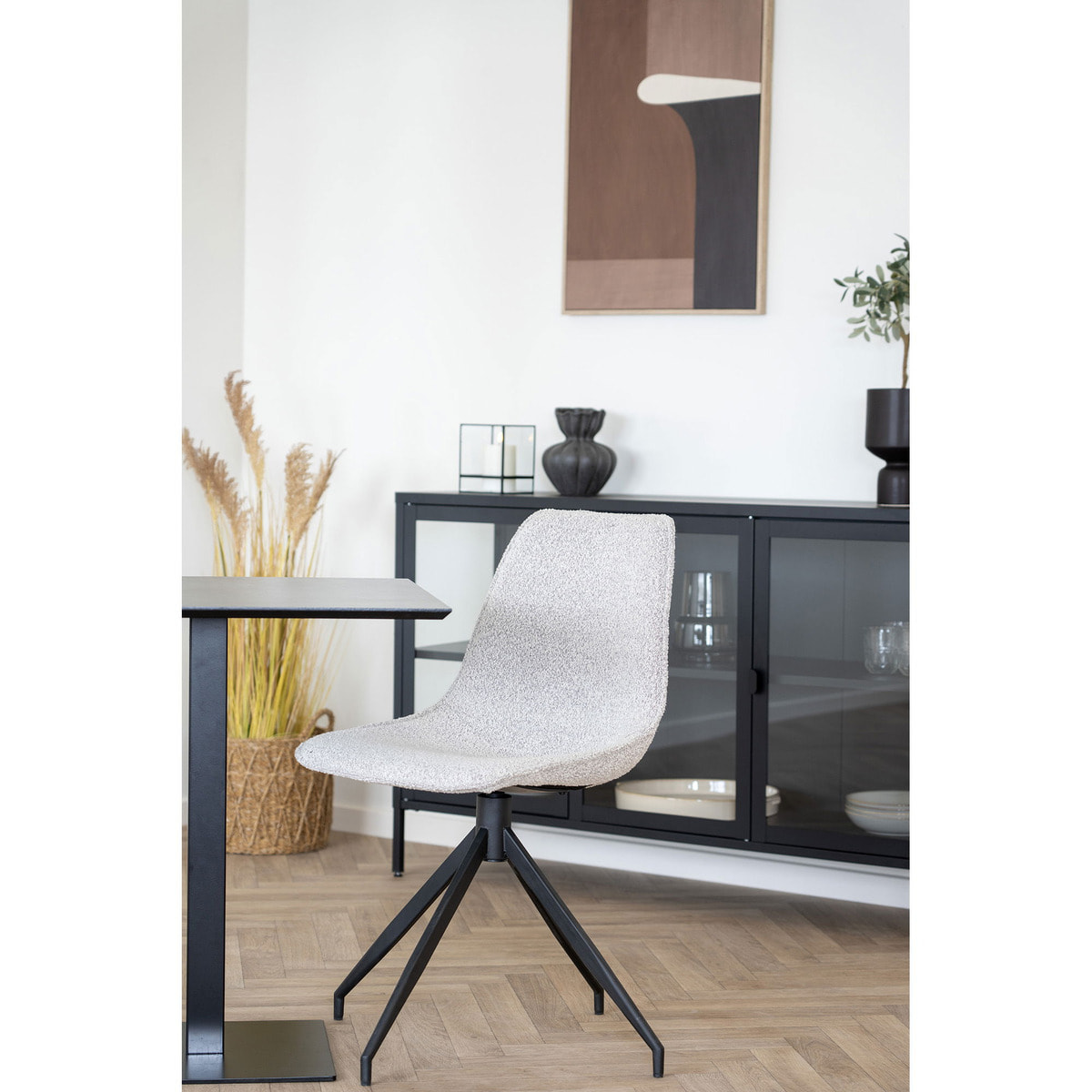 Tavolo bistrot Fano effetto pietra con base in metallo nero 70x70x75 cm