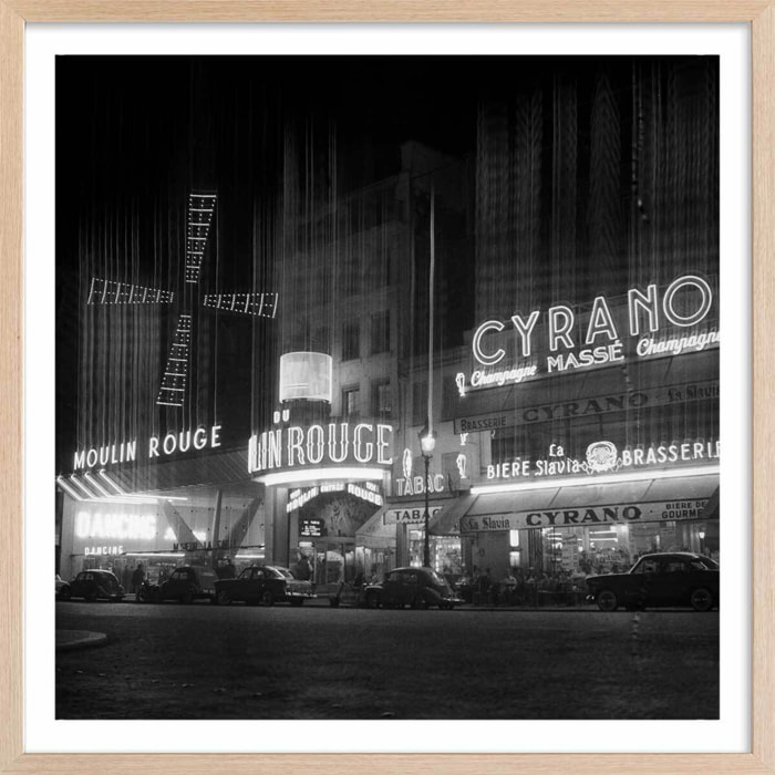Affiche de Paris, Le moulin Rouge Affiche + cadre en bois - Chêne