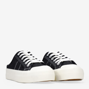 Zapatillas destalonadas negras denim con cordones