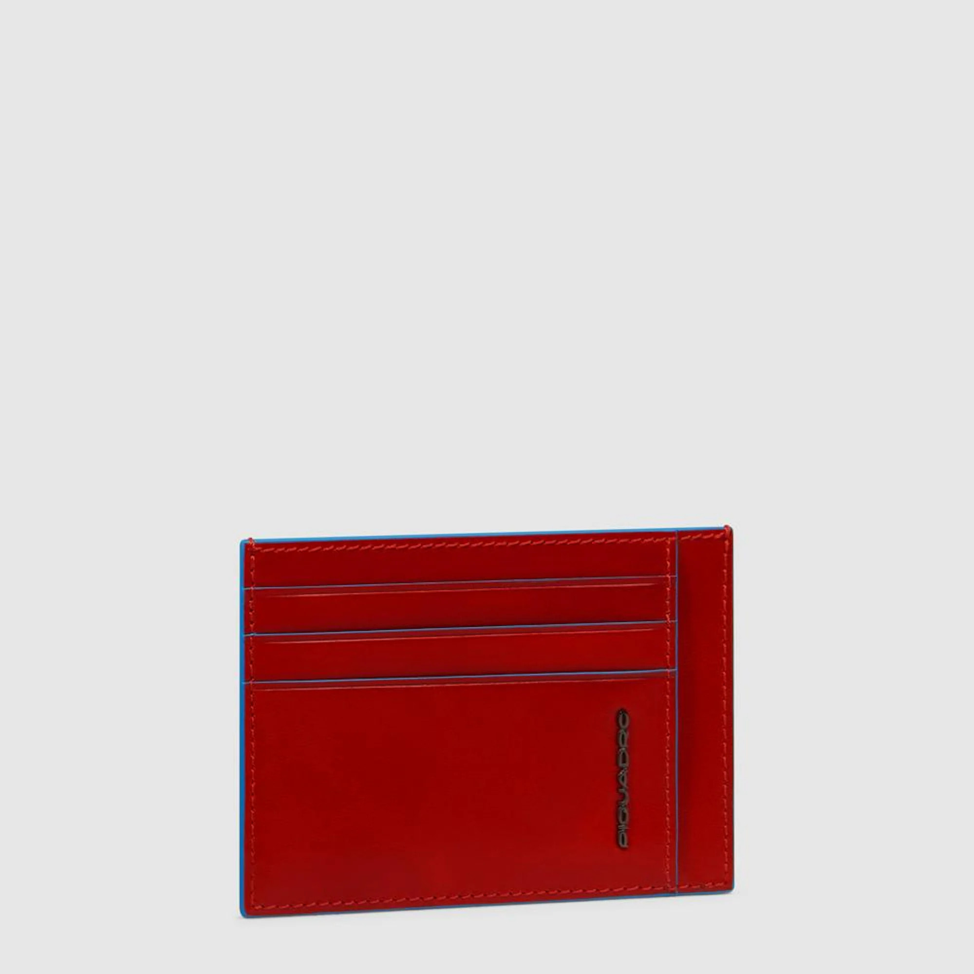 Piquadro Portacarte di credito sottile in pelle, schermato con protezione RFID