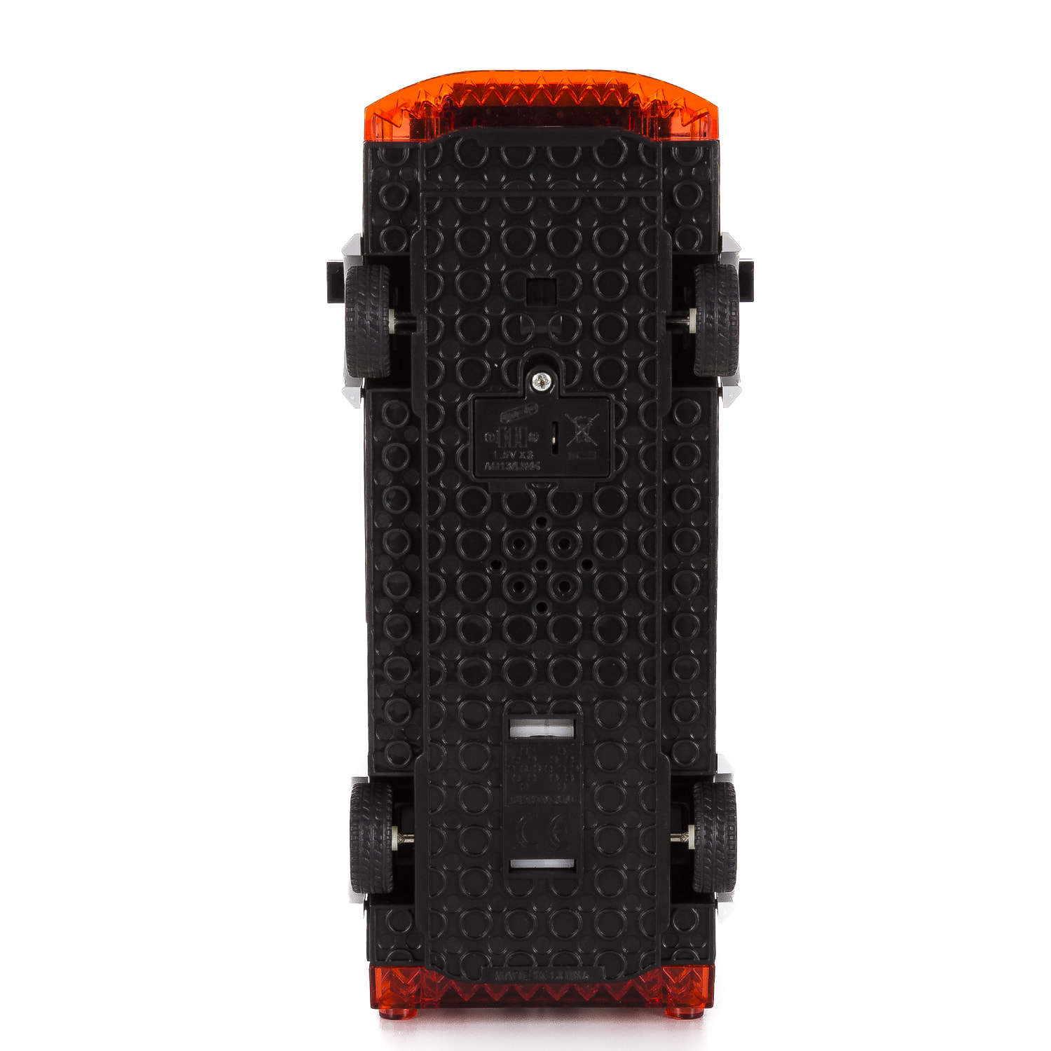 Furgone di polizia SWAT con luci ed effetti sonori. Da costruire, 77 pezzi. Funzionamento mediante inerzia inversa.