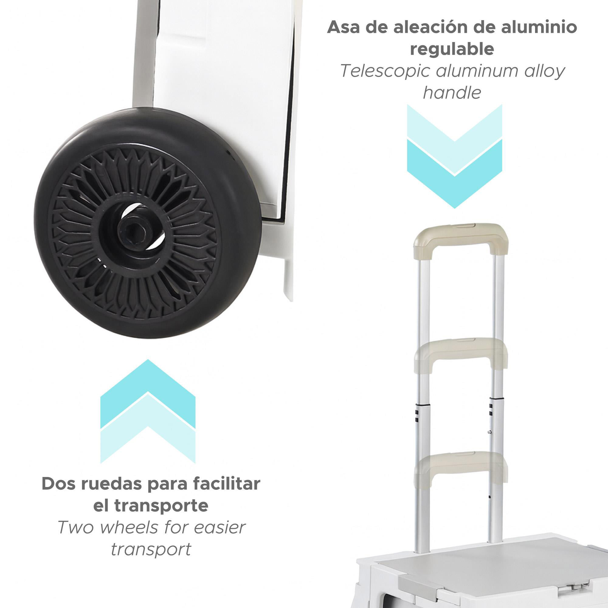 Carrito de almacenaje Plegable 38 × 34 × 85,5 cm cm con 2 ruedas color Gris-32L
