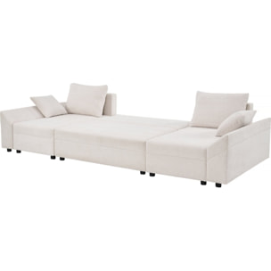 Canapé d'angle panoramique convertible en tissu texturé "Vaugirard II" - 5 places - Beige