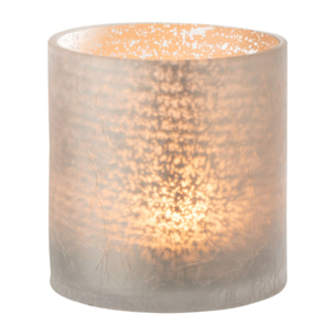 J-Line photophore Cylindrique Craquele - verre - gris - medium