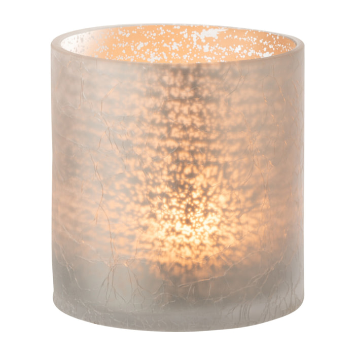 J-Line photophore Cylindrique Craquele - verre - gris - medium