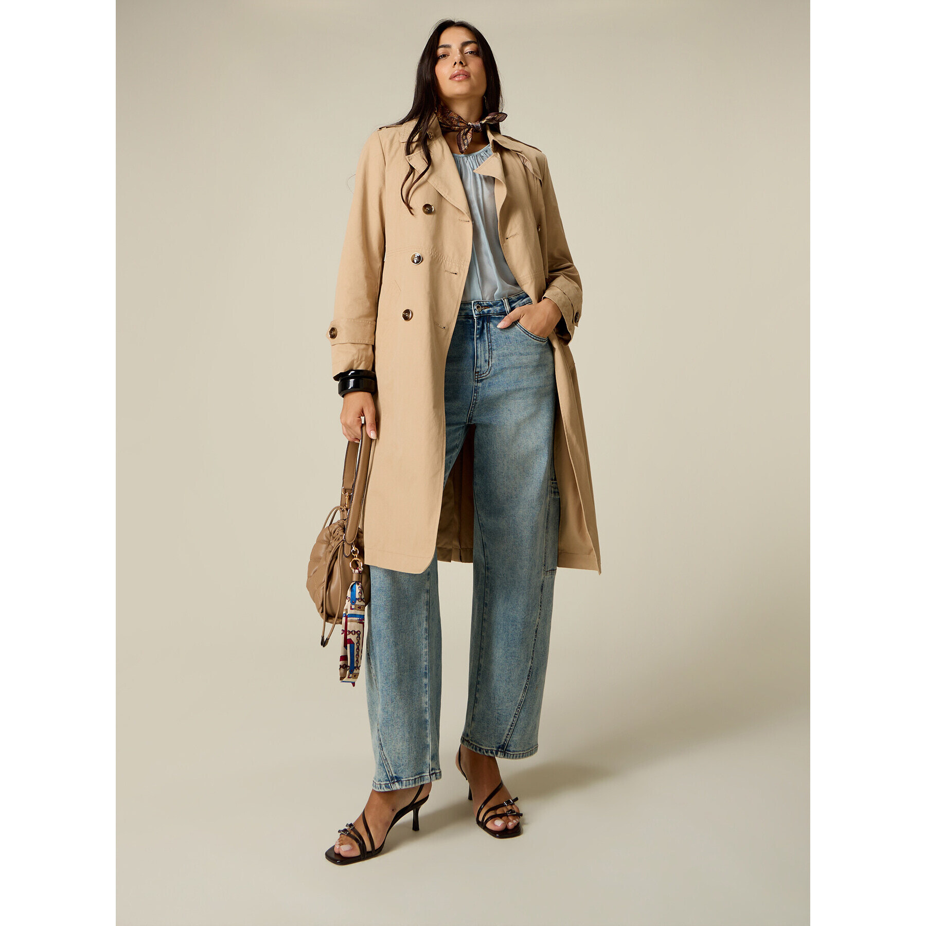 Oltre - Jeans barrel con dettagli cargo - Azzurro
