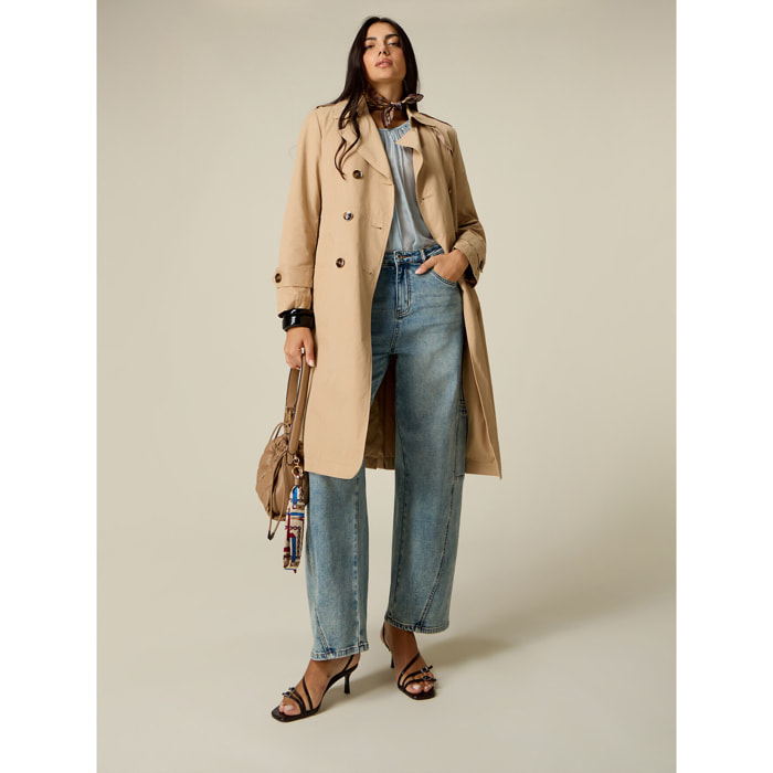 Oltre - Jeans barrel con dettagli cargo - Azzurro