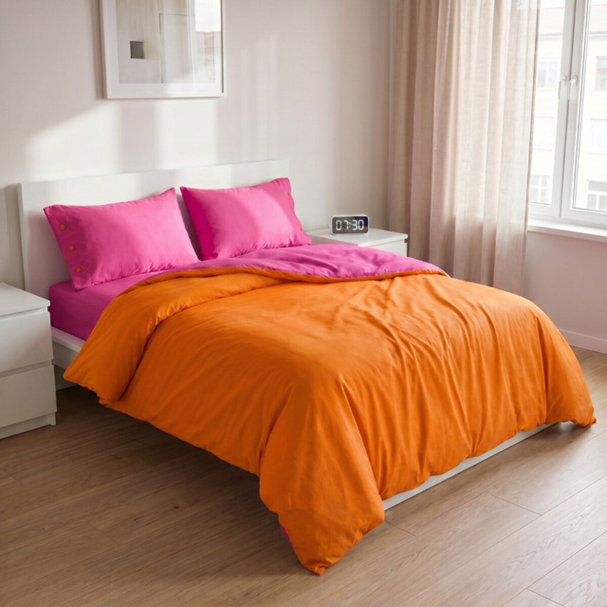 Parure copripiumino singolo in cotone bicolore morbido e traspirante, set sacco copripiumino con federa, design semplice ed elegante, tessuto resistente e certificato OEKO-TEX, facile da lavare, comfort naturale per uso quotidiano