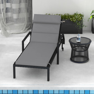 Cojín para Tumbona 196x63x6 cm Colchoneta para Tumbona de Algodón con Tela Hidrófuga Cojín de Asiento y Respaldo para Jardín Terraza Balcón Gris Claro