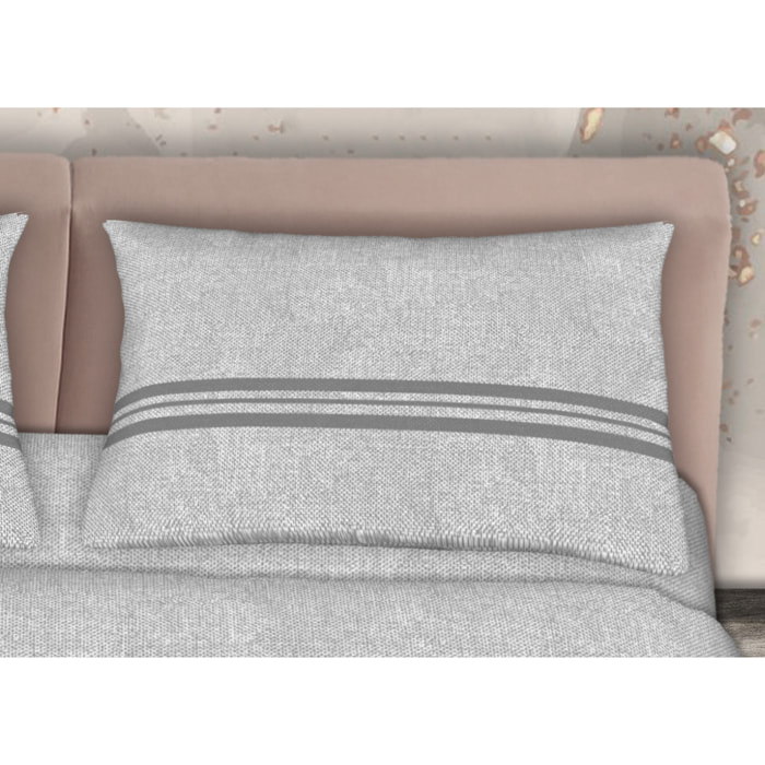 Completo Lenzuola 100% Cotone Effetto Seta Easy Grigio CN