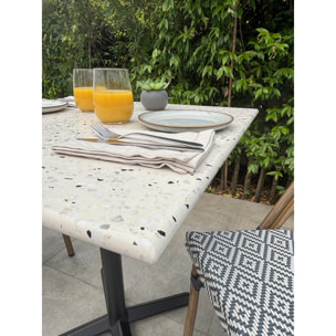 BISTRO - Ensemble repas de jardin 2 places en acier et plateau en terrazzo
