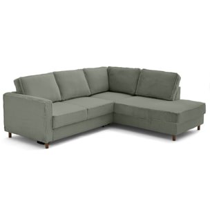 Jake - canapé d'angle droit 5 places convertible en fausse fourrure - Vert