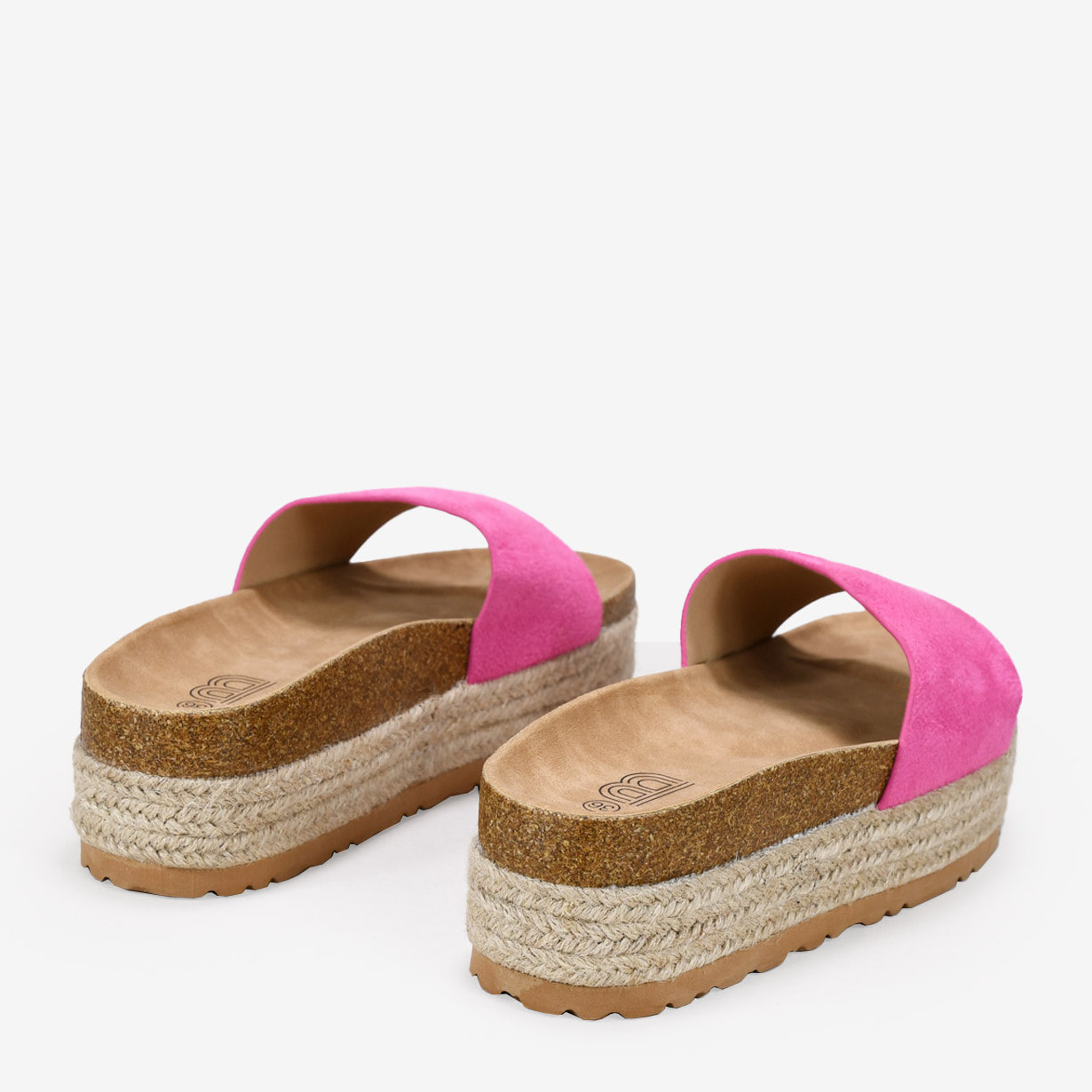 Sandalias rosa con plataforma de esparto