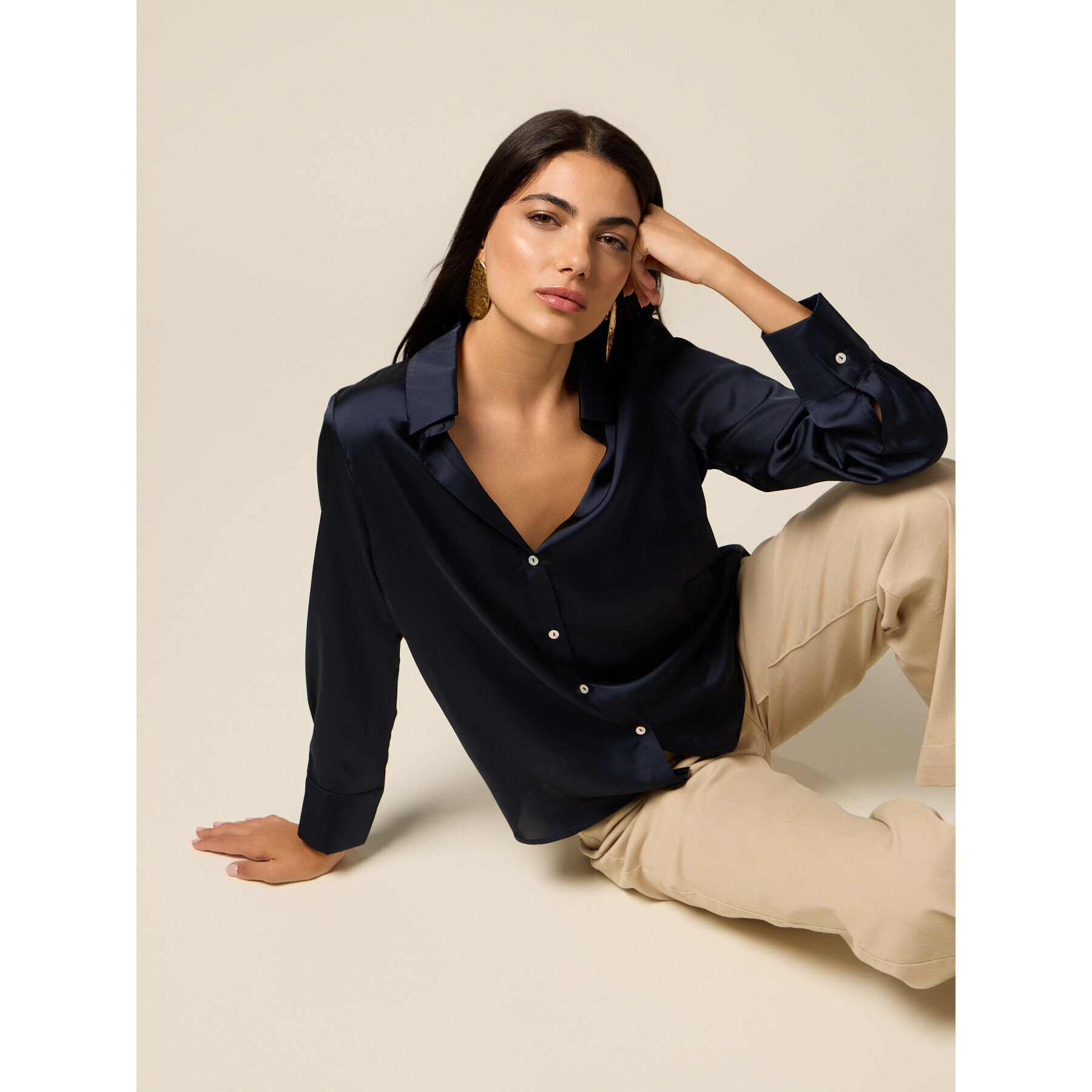 Oltre - Camicia in raso - Blu