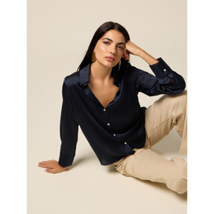 Oltre - Camicia in raso - Blu