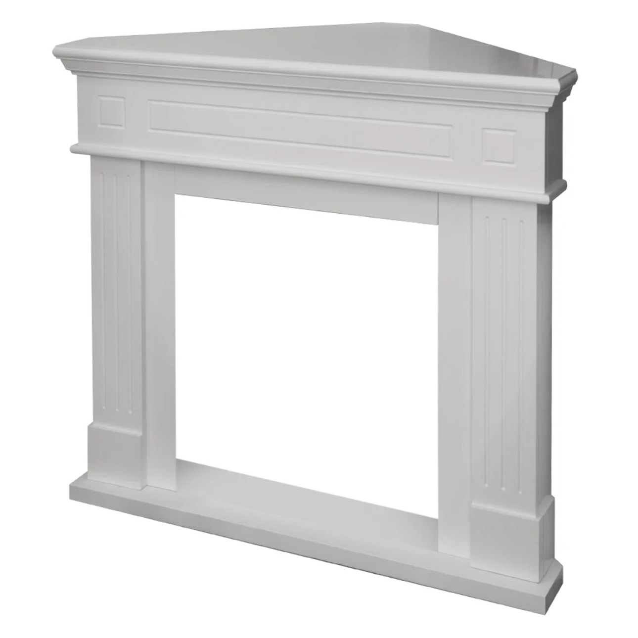Ford - Cornice per Camino Angolare 110x102x63 cm Rivestimento Decorativo in Legno MDF Bianco