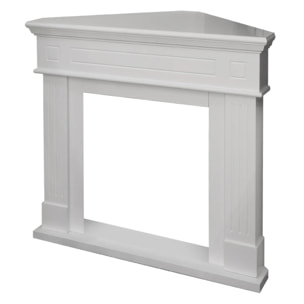 Ford - Cornice per Camino Angolare 110x102x63 cm Rivestimento Decorativo in Legno MDF Bianco