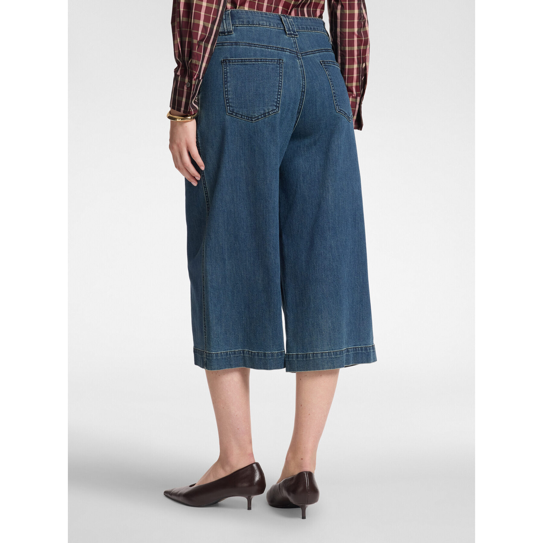 Elena Mirò - Jeans cropped wide leg en denim - Azul