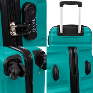 Set di 3 valigie Trolley, in materiale leggero ABS ad alta resistenza. Serratura numerica e 4 ruote girevoli a 360°.