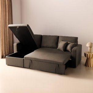 Canapé d'angle convertible réversible 3 places tissu avec coffre IDA