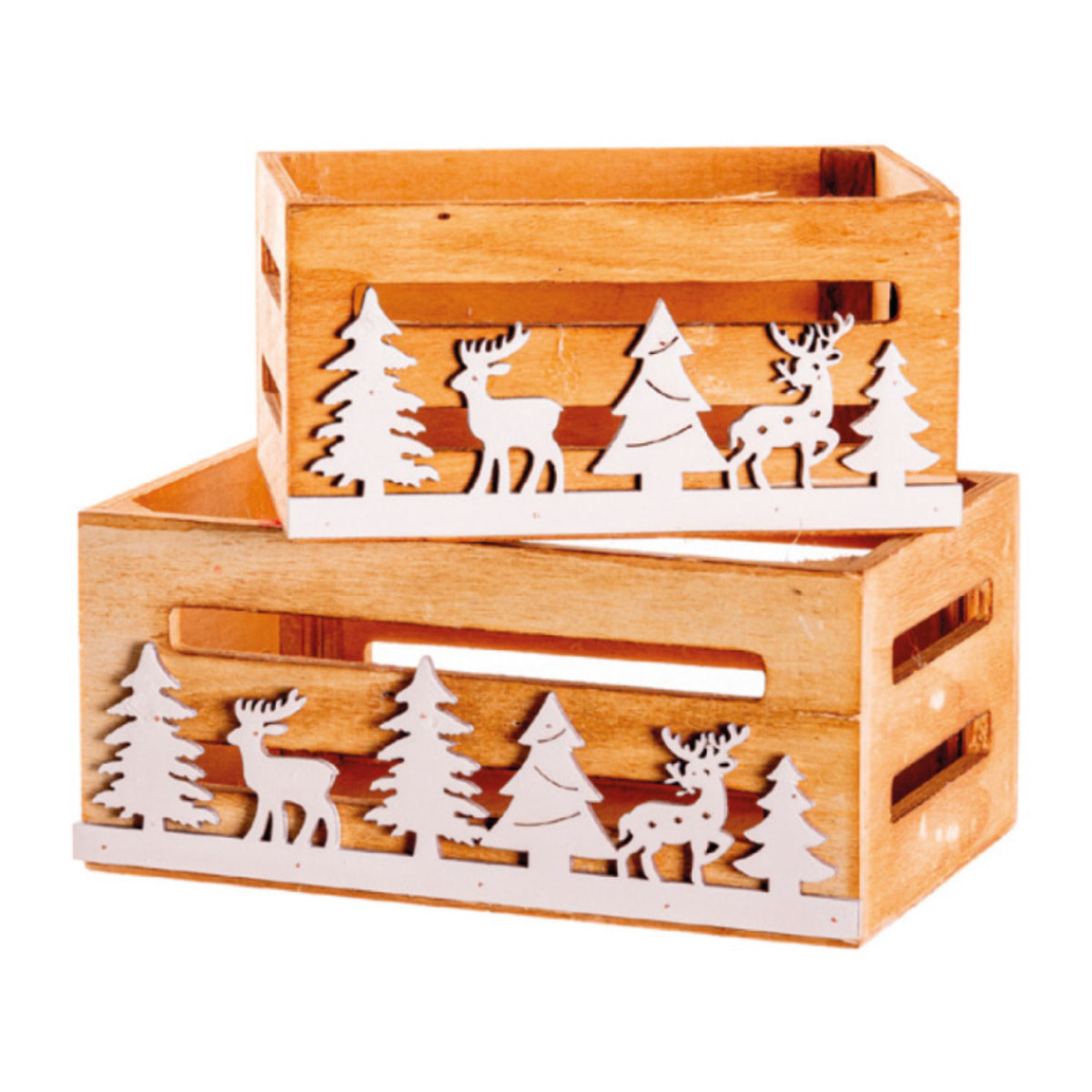 Set 2 Cassette Natale Legno Vanninge