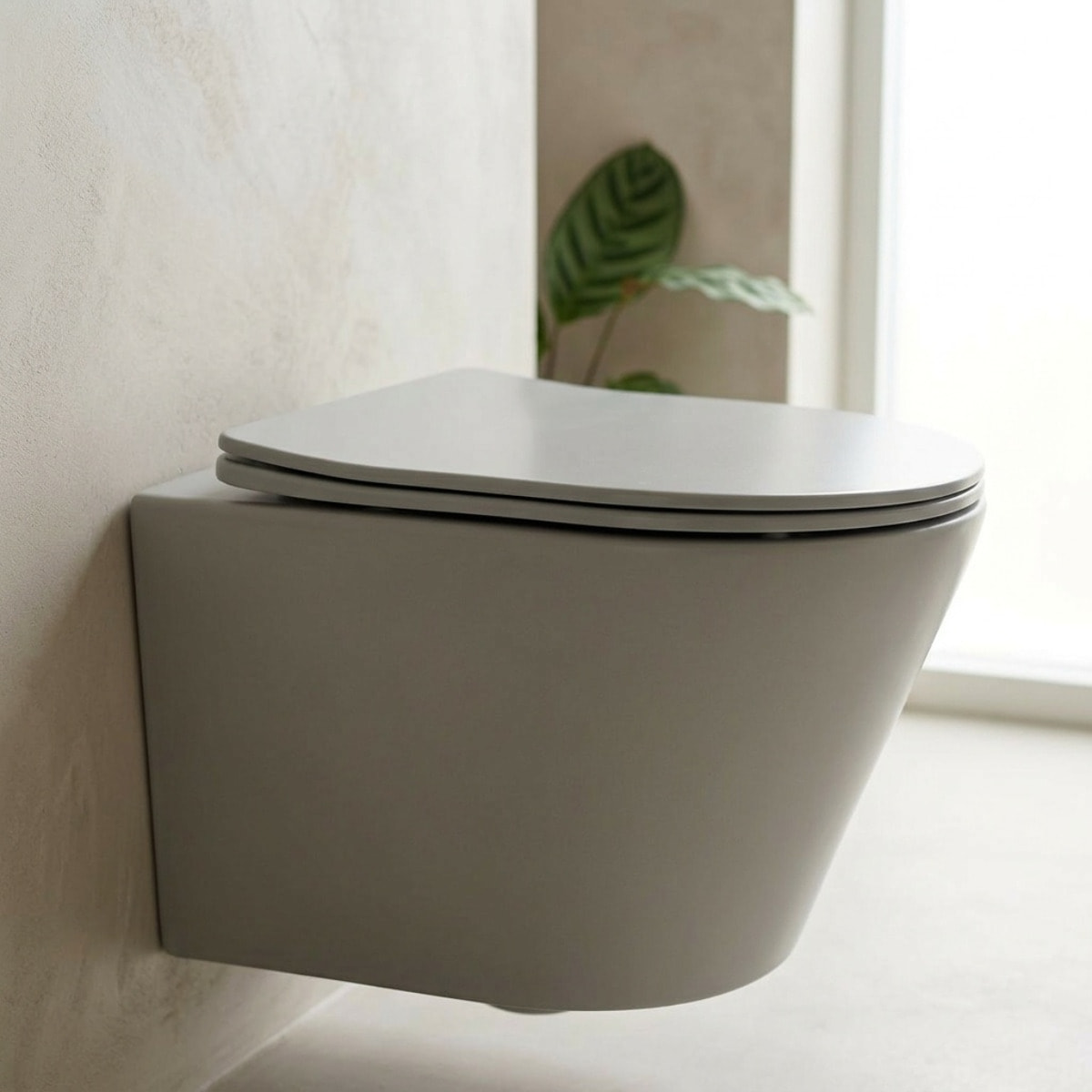 WC suspendu Infinitio gris mat sans bride et fixations invisibles + abattant frein de chute (GreyInfinitio)