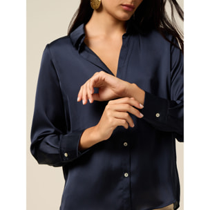 Oltre - Camicia in raso - Blu