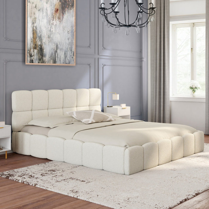 Lit coffre Bubble 160x200cm tissu bouclette