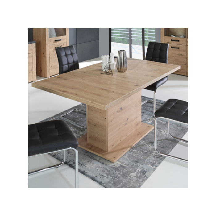 Table à manger extensible décor bois de chêne clair L160/200 cm - PRAO