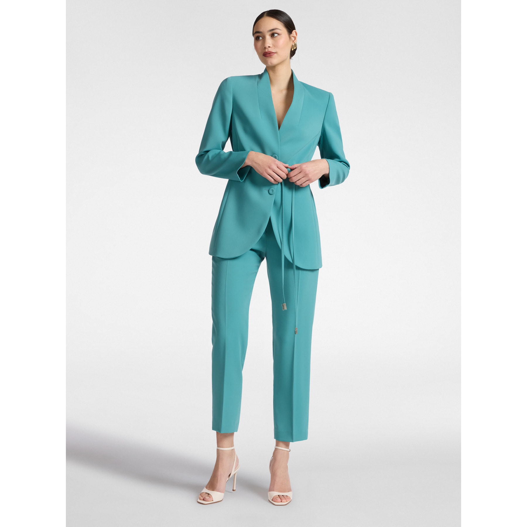 Elena Mirò - Chaqueta con cinturón - Light - blue