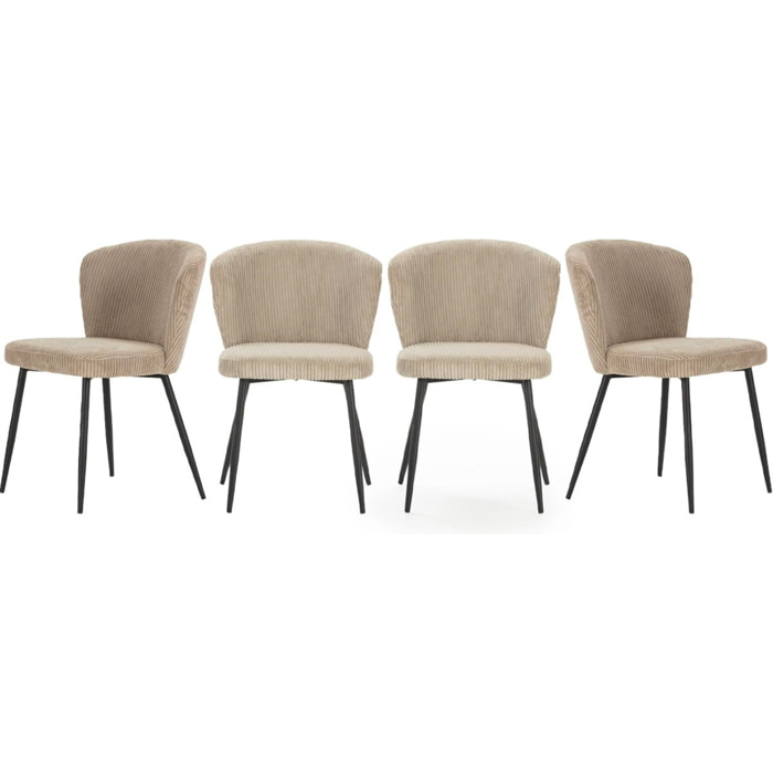 Lot de 4 chaises en velours côtelé - KLARA