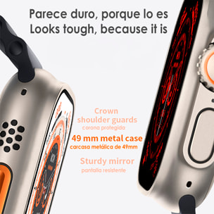 Smartwatch J68+ modos de deporte y sensores de salud, avisos de notificaciones y llamadas bluetooth. Corona multifunción.