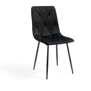 Set di 4 sedie CUENCA in tessuto effetto velluto nero e gambe nere