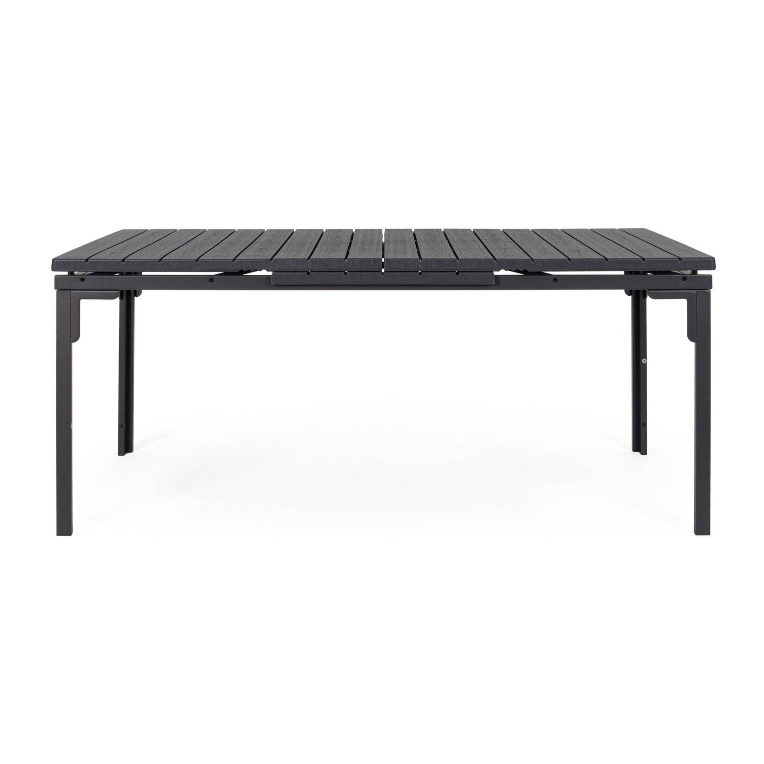 Tavolo allungabile da giardino VALENCIA antracite effetto legno, struttura in acciaio, 180×89,5–240×89,5 cm