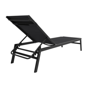Transats inclinables Faro 5 positions en aluminium noir - lot de 2