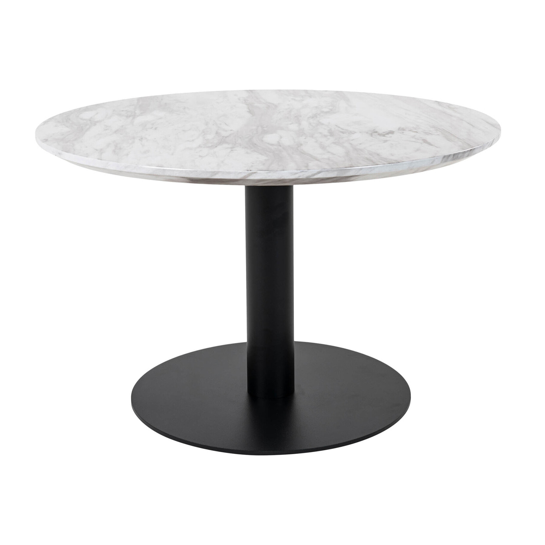 Valverde - table basse ronde - effet marbre - noir - 70 cm - Blanc / Noir