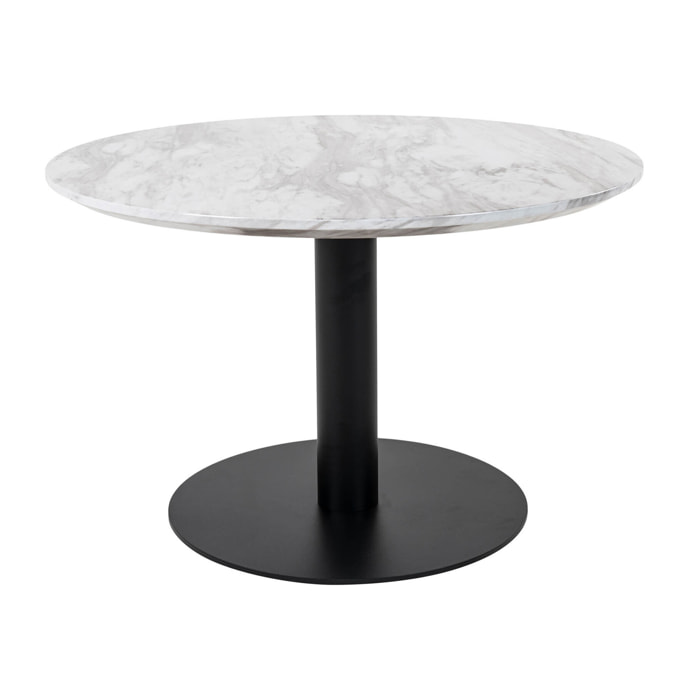 Valverde - table basse ronde - effet marbre - noir - 70 cm - Blanc / Noir