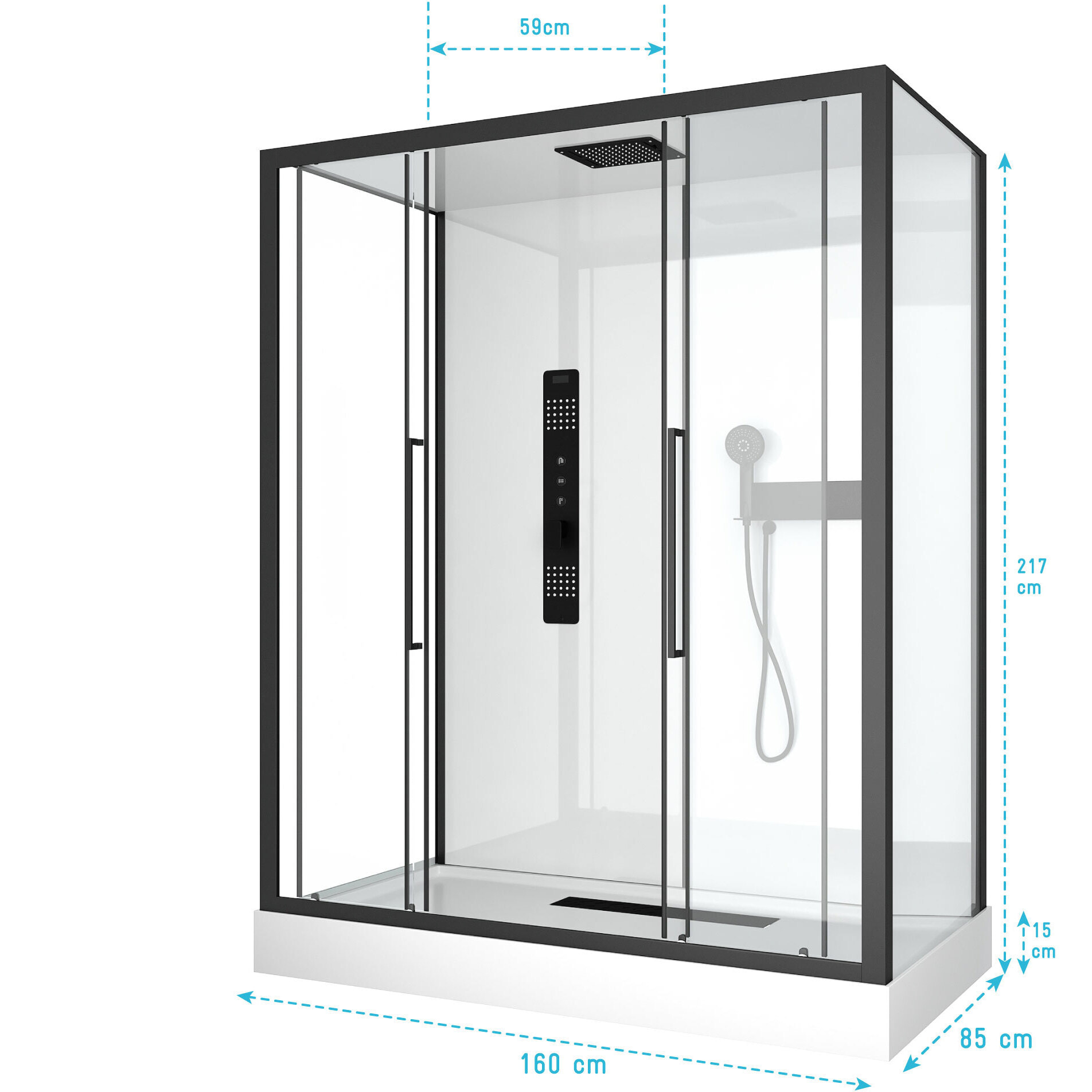 Cabine de douche RECTANGLE 160x85x217cm - FACTORY 2 XXL