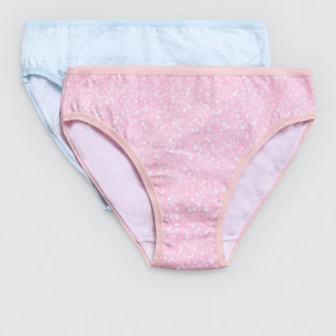 Confezione da 2 mutandine in cotone per bambine con stampe floreali e screziate