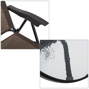 Ens. de jardin 3 pièces 2 chaises inclinables pliables + table ronde