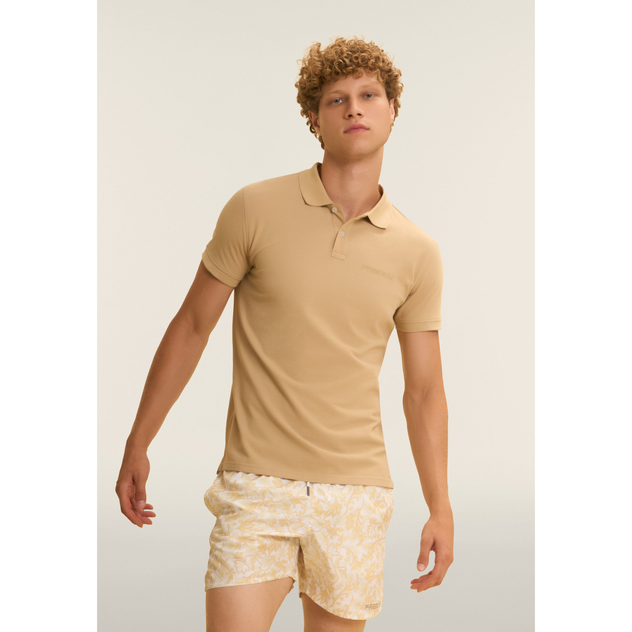 Polo Uomo Freddy in Piquet di Cotone con Logo Outline
